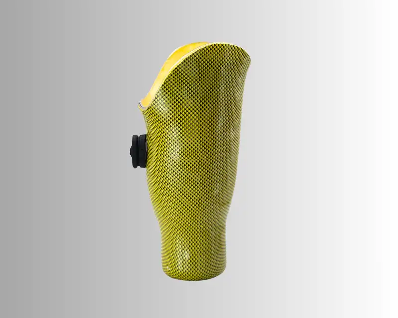 Yellow prosthetic on a gradient background